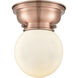 Aditi Beacon 1 Light 6 inch Antique Copper Flush Mount Ceiling Light in Matte White Glass, Aditi