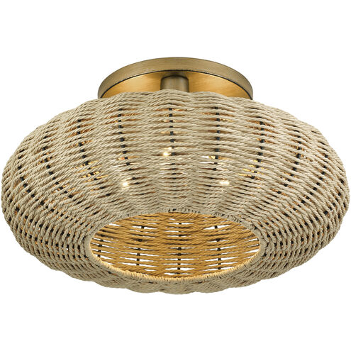 Summervine 3 Light 18 inch Antique Gold Leaf Semi Flush Mount Ceiling Light, Large