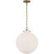 Thomas O'Brien Katie LED 16 inch Hand-Rubbed Antique Brass Globe Pendant Ceiling Light, Large