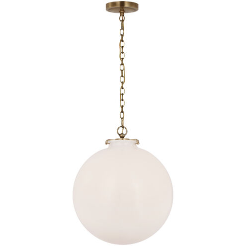 Thomas O'Brien Katie LED 16 inch Hand-Rubbed Antique Brass Globe Pendant Ceiling Light, Large