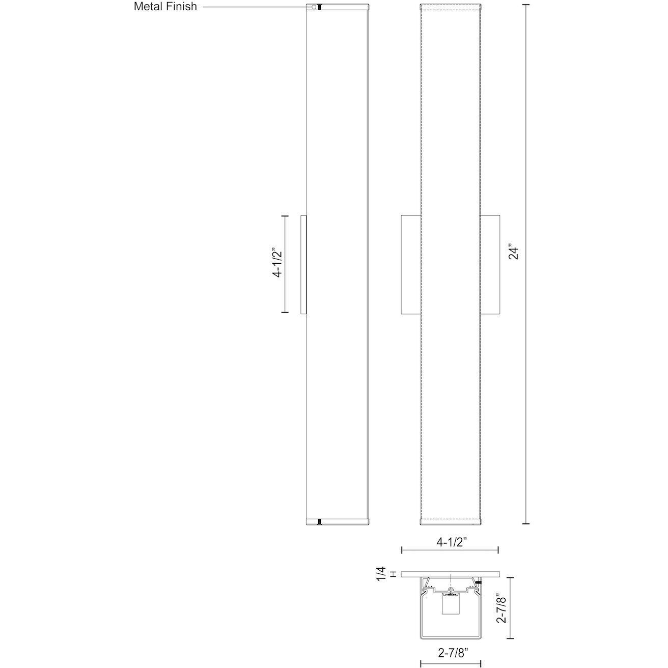 Jane LED 24 inch Black Bath Vanity Wall Light