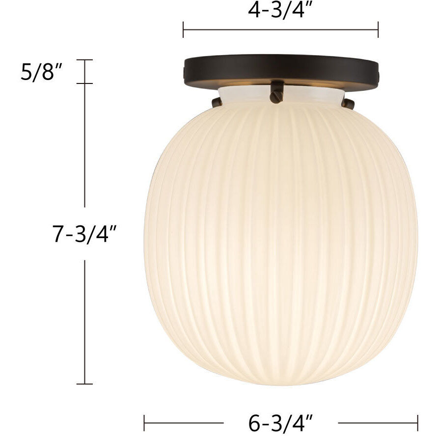 Alora Mood Cherise 1 Light 6.75 inch Matte Black/Glossy Ribbed Opal Glass Semi-Flush Mount Ceiling Light
