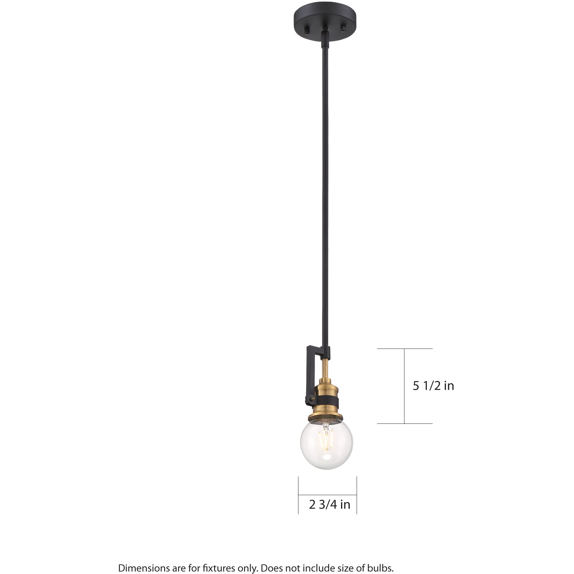 Intention 1 Light 3 inch Warm Brass and Black Mini Pendant Ceiling Light