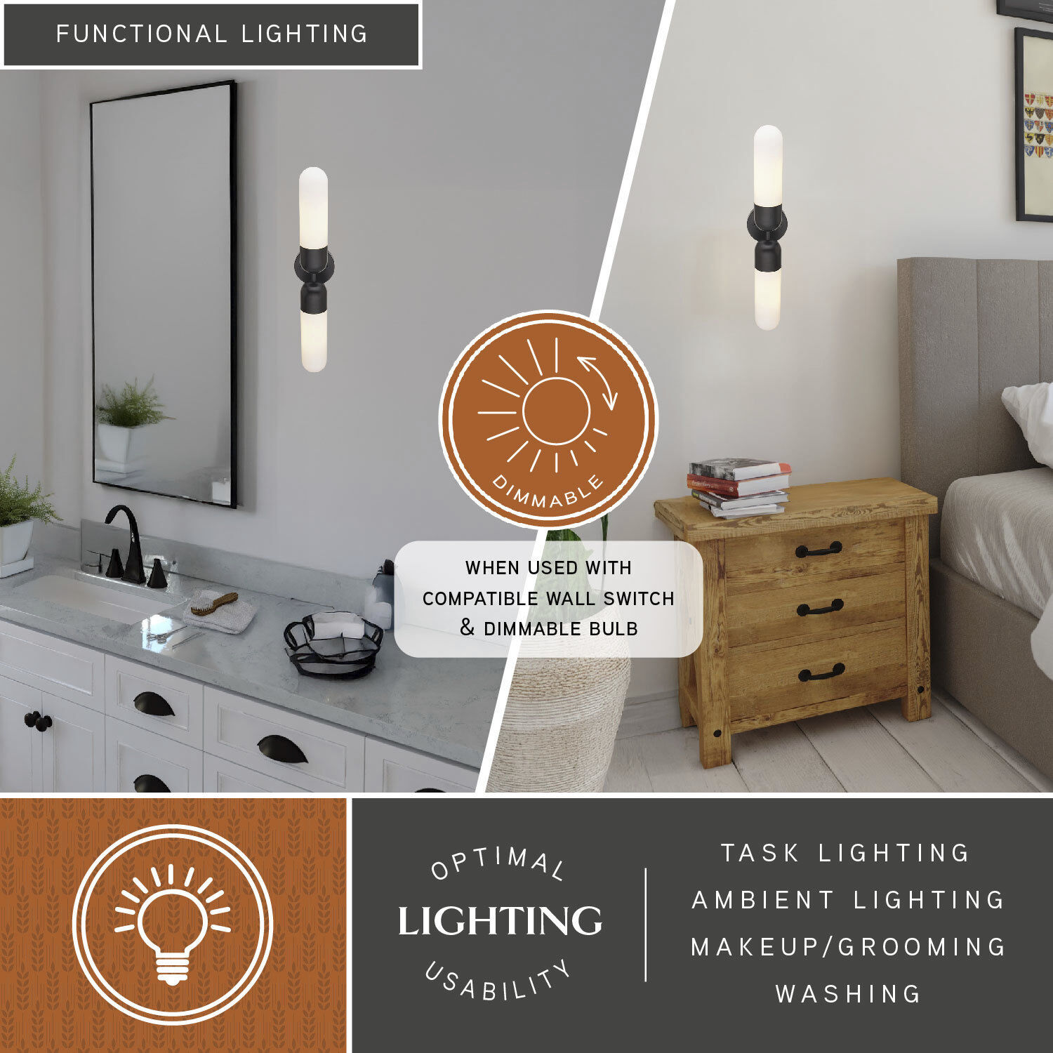 Thalia LED 24.75 inch Matte Black Bathroom Light Wall Light