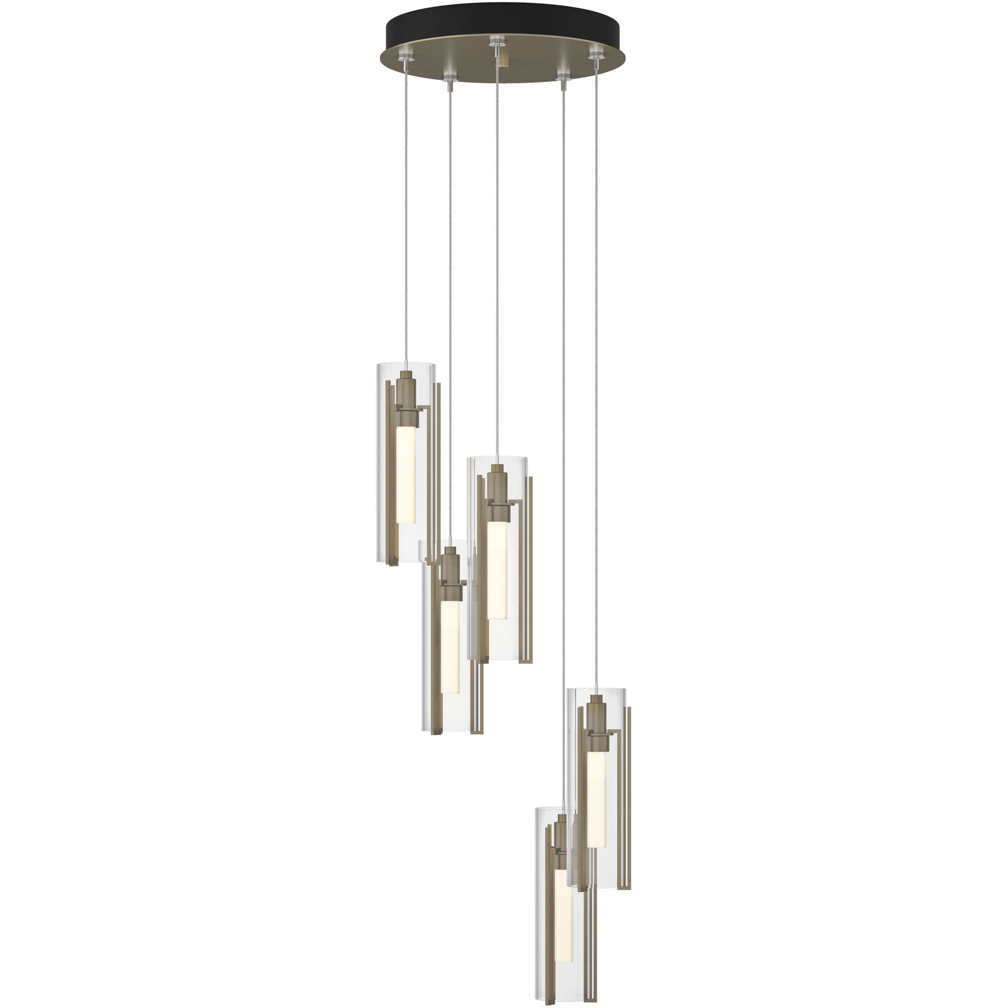 Exos Glass 5 Light 13.5 inch Soft Gold Pendant Ceiling Light in Clear