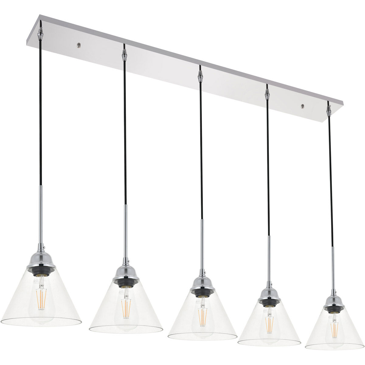 Histoire 5 Light 47 inch Chrome Pendant Ceiling Light