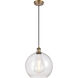 Ballston Athens LED 12 inch Brushed Brass Mini Pendant Ceiling Light in Seedy Glass