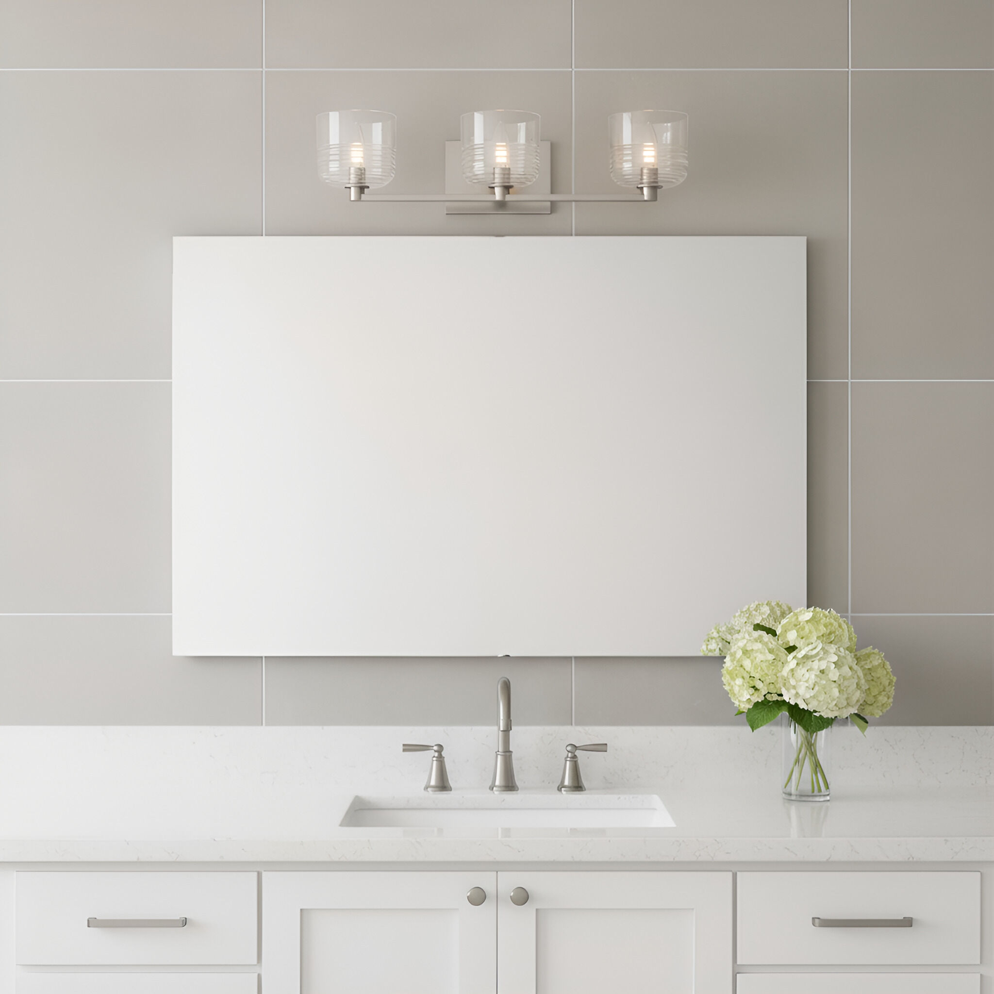 Drew & Jonathan Lochdale 3 Light 24.25 inch Brushed Nickel Vanity Light Wall Light, Large