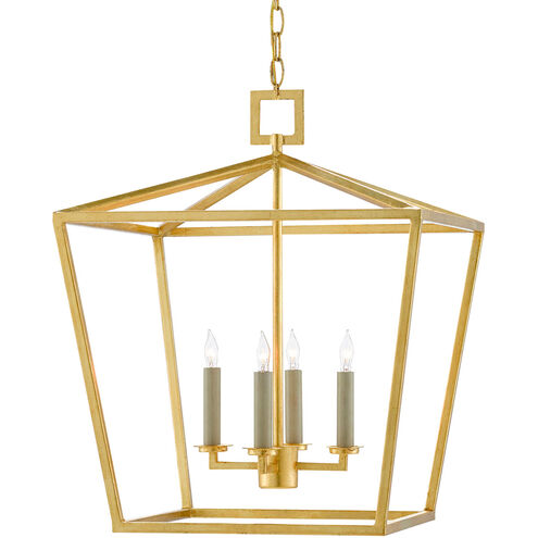 Denison 4 Light 18 inch Contemporary Gold Leaf Lantern Pendant Ceiling Light, Medium