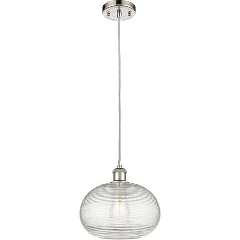 Ballston Ithaca 1 Light 10 inch Polished Nickel Cord Hung Mini Pendant Ceiling Light