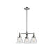 Franklin Restoration Small Cone 3 Light 19 inch Polished Chrome Chandelier Ceiling Light in Seedy Glass, Franklin Restoration