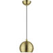 Stockton 1 Light 8 inch Antique Brass with Polished Brass Accents Mini Pendant Ceiling Light, Globe