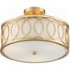 Graham 3 Light 15 inch Antique Gold Semi Flush Ceiling Light