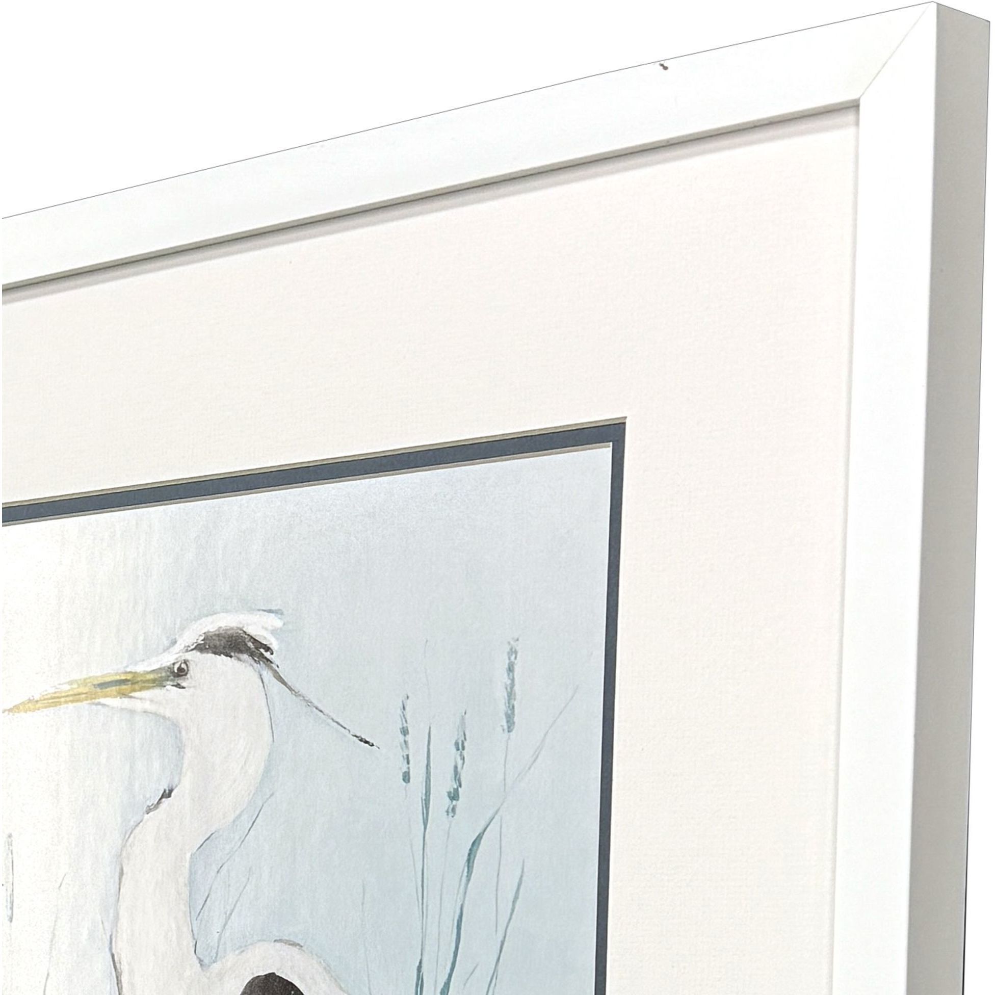 Heron on Blue Blue and White and Neutral and Multi Framed Art, Propac