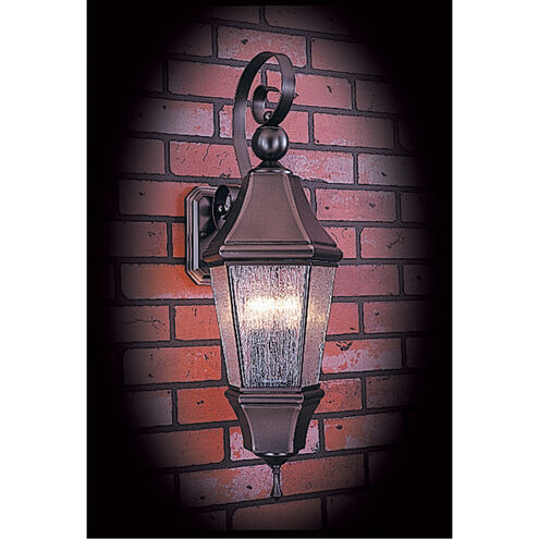 Normandy 3 Light 29 inch Raw Copper with Rain Glass Exterior Wall Mount in Red