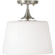 Presley 1 Light 11.75 inch Brushed Nickel Semi-Flush Mount Ceiling Light, Convertible Dual Mount