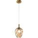 Eesha 1 Light 7.88 inch Aged Gold Brass and Amber Glass Pendant Ceiling Light
