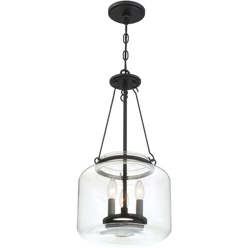 Akron 3 Light 12 inch Matte Black Pendant Ceiling Light, Essentials