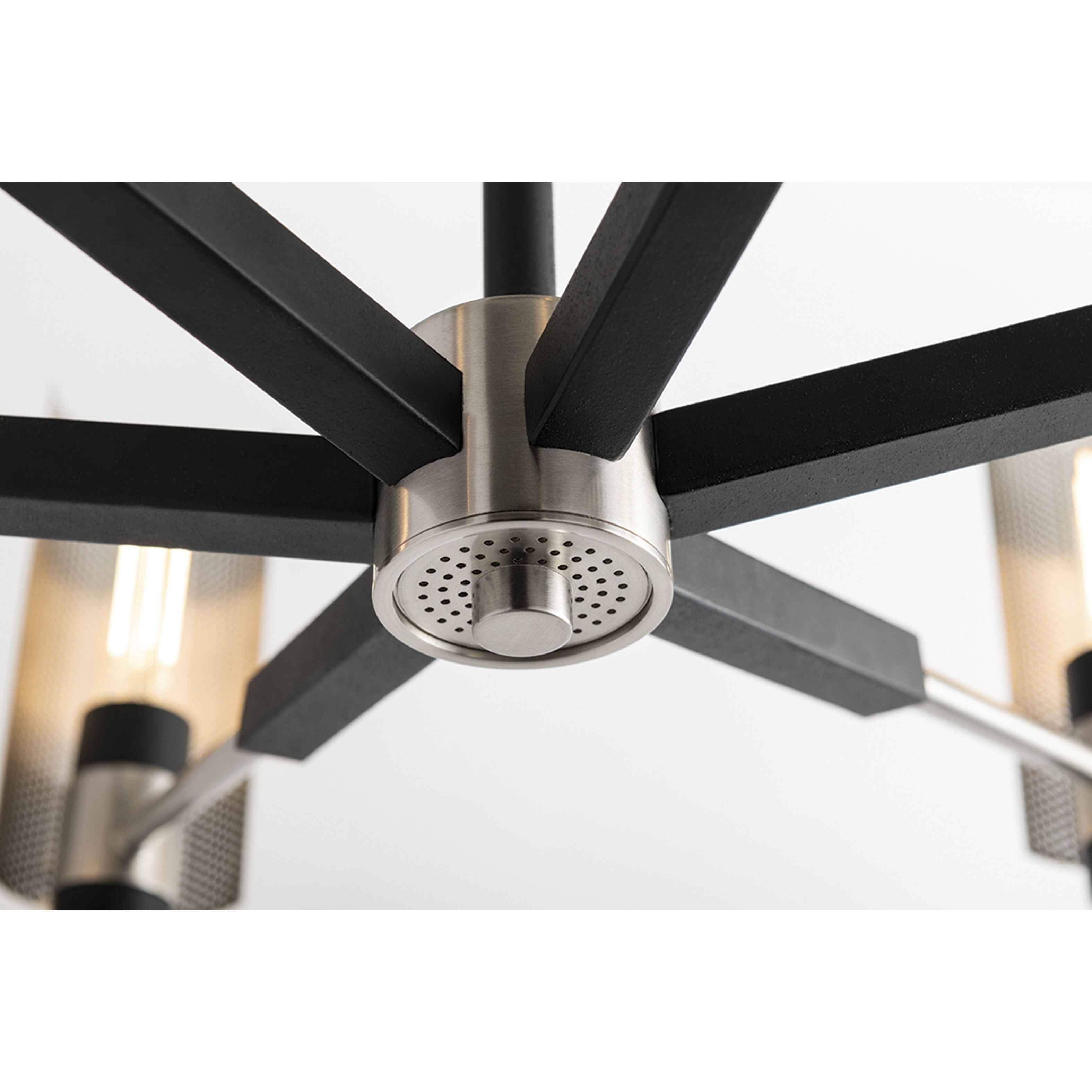 Pilsen 6 Light 30 inch Carbide Black W Satin Nickel Accents Chandelier Ceiling Light