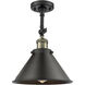 Franklin Restoration Briarcliff LED 10 inch Black Antique Brass Semi-Flush Mount Ceiling Light, Franklin Restoration