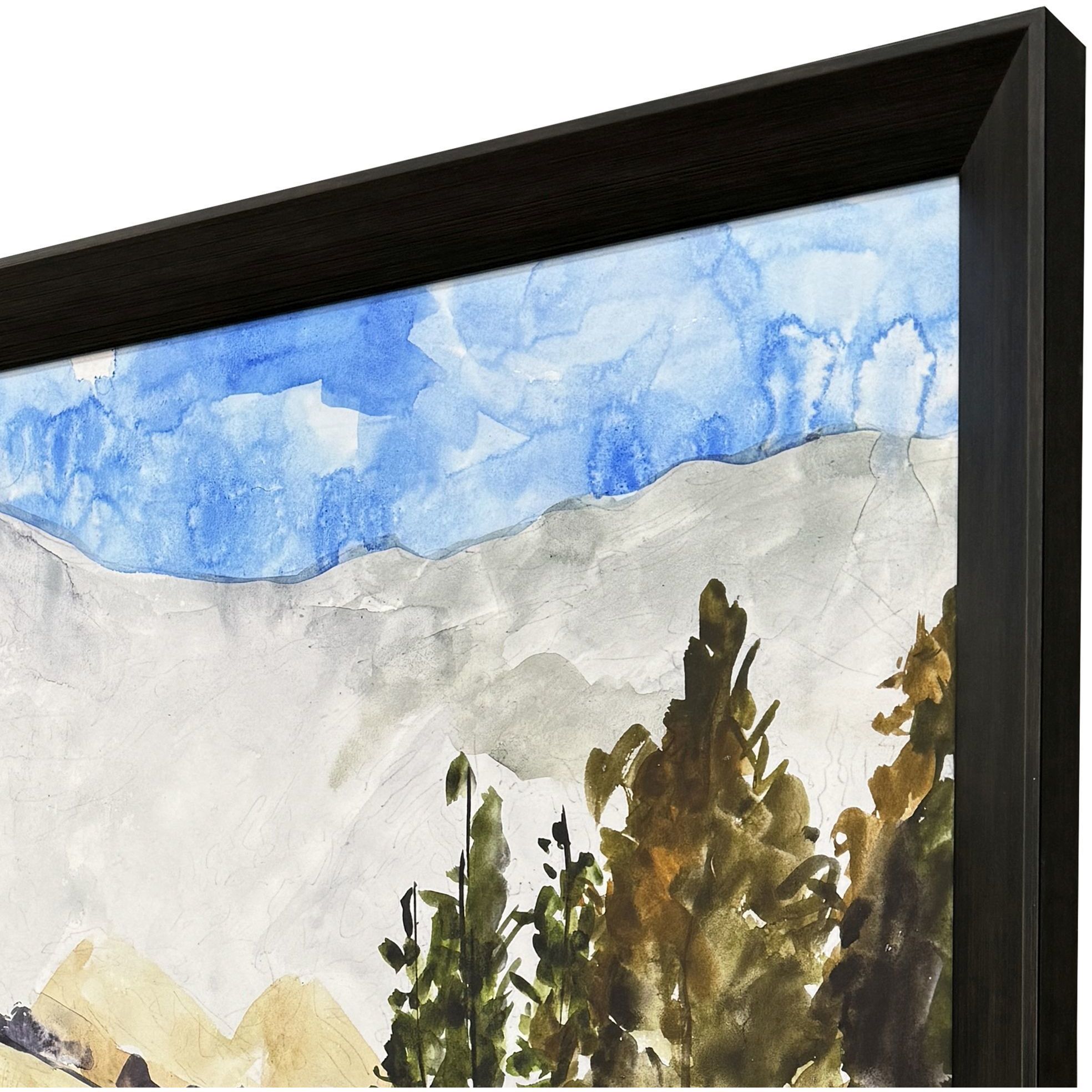 Where Autumn Breathes Brown and Beige and Blue and Green Framed Art