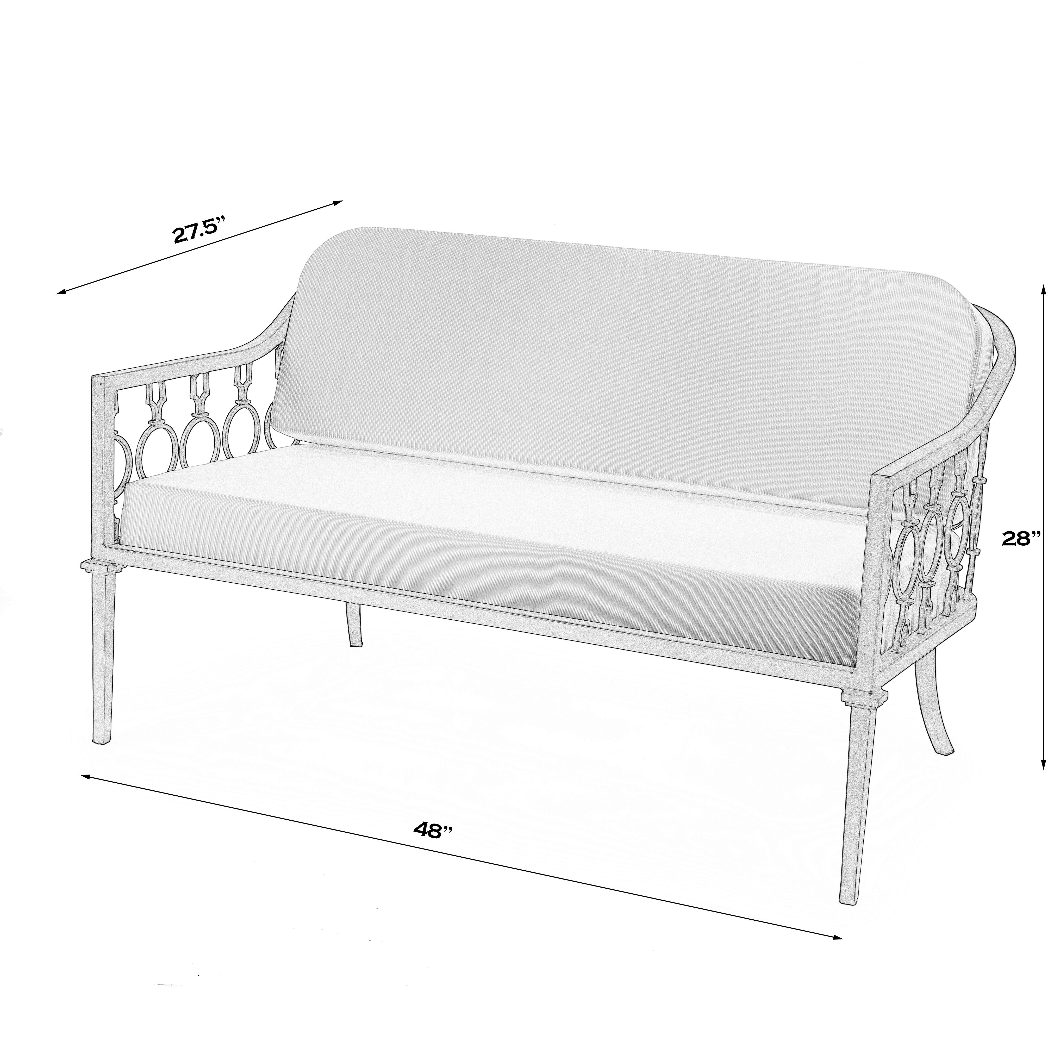 Southport Iron Upholstered Outdoor Loveseat in Black