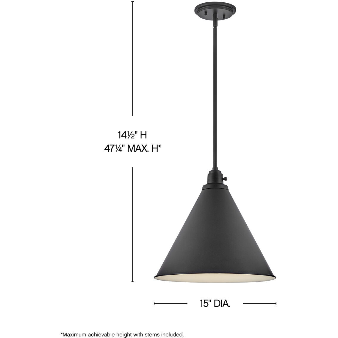 Arti 1 Light 15 inch Black Pendant Ceiling Light