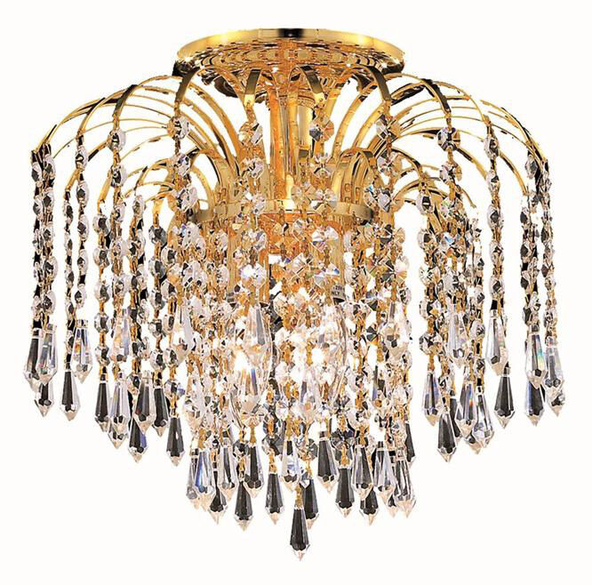 Falls 4 Light 16 inch Gold Flush Mount Ceiling Light in Royal Cut