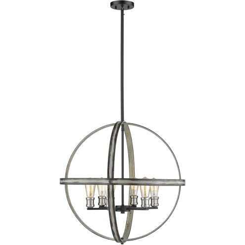 Kirkland 6 Light 26 inch Ashen Barnboard Chandelier Ceiling Light