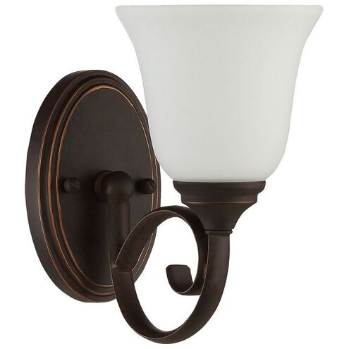 Barrett Place 1 Light 6 inch Mocha Bronze Wall Sconce Wall Light in White Frosted Glass