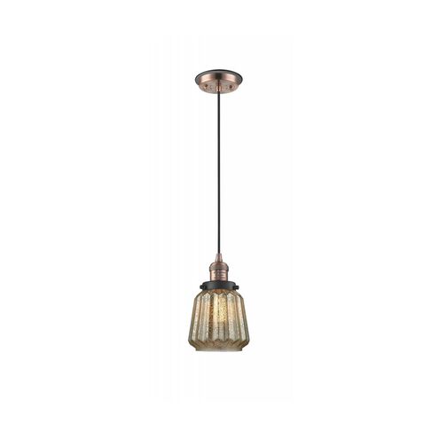 Franklin Restoration Chatham 1 Light 6 inch Antique Copper Mini Pendant Ceiling Light in Mercury Glass