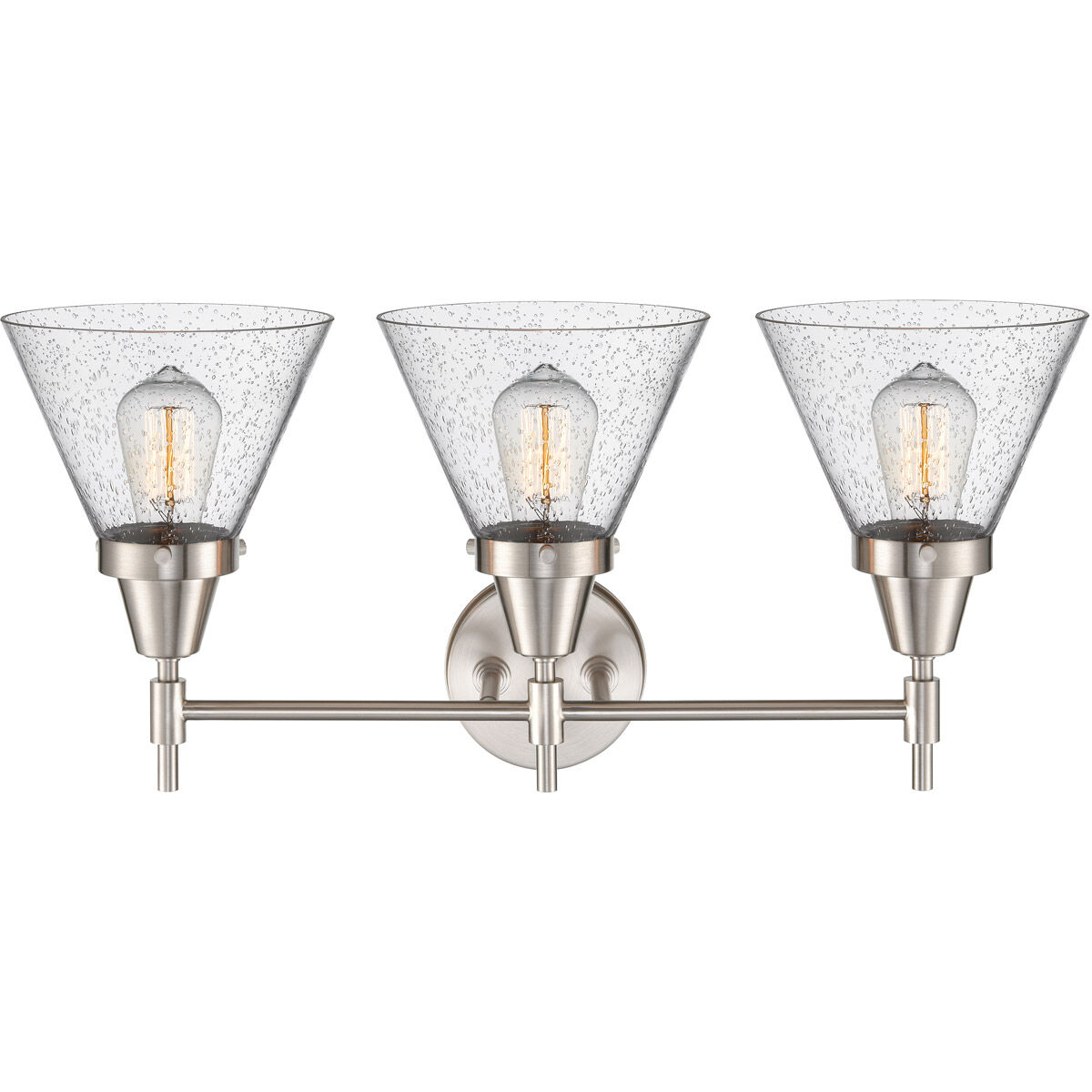 Caden 3 Light 26 inch Satin Nickel Bath Vanity Light Wall Light in Seedy Glass