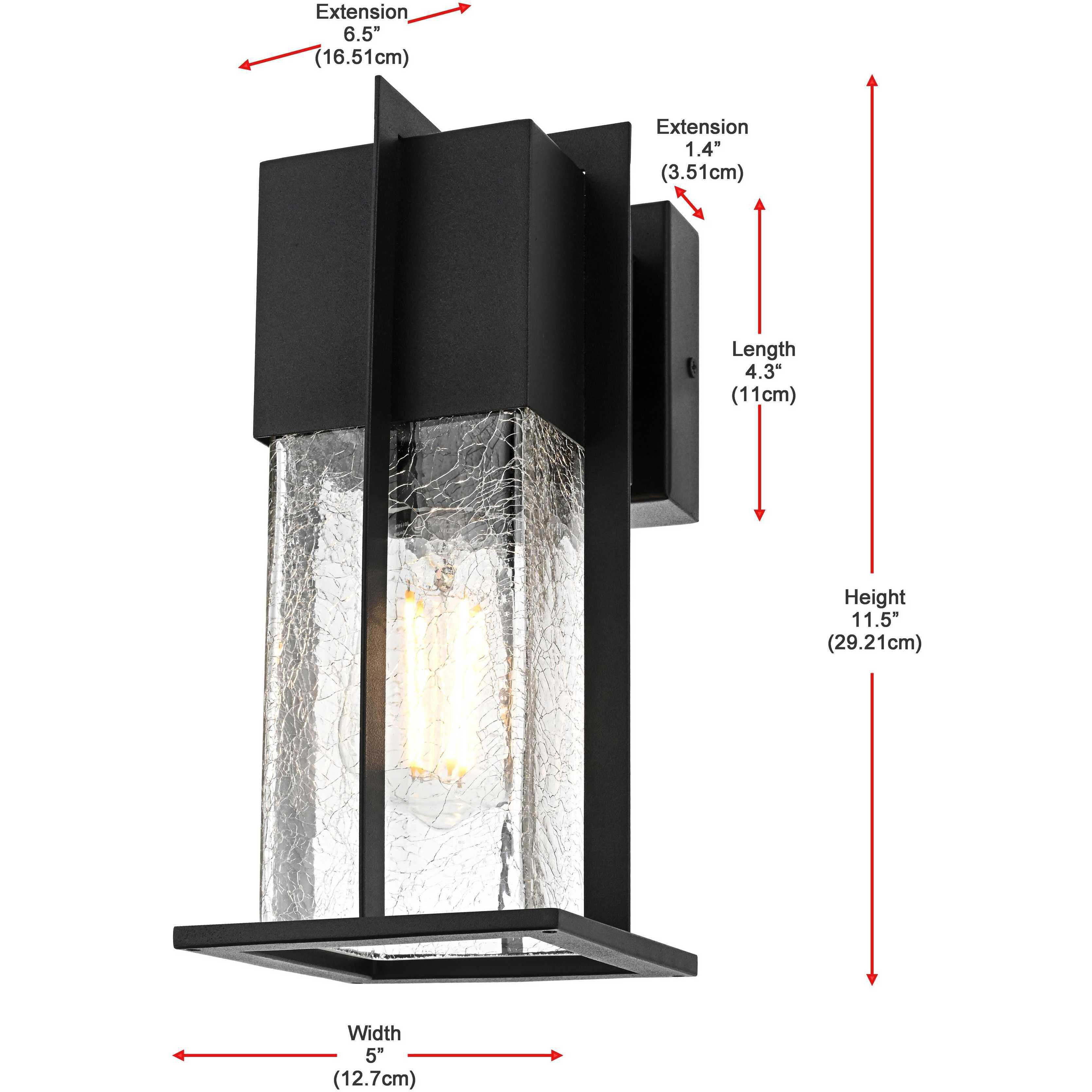 Janney 1 Light 11.5 inch Black Outdoor Wall Sconce