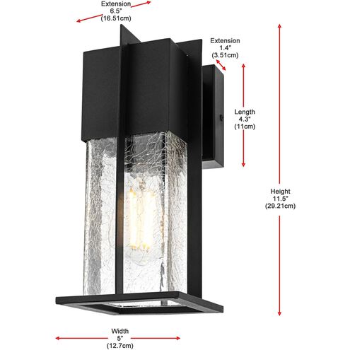 Janney 1 Light 11.5 inch Black Outdoor Wall Sconce