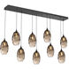 Ellisse 9 Light Matte Black Linear Pendant Ceiling Light in Ellisse Bronze, Multi-Port