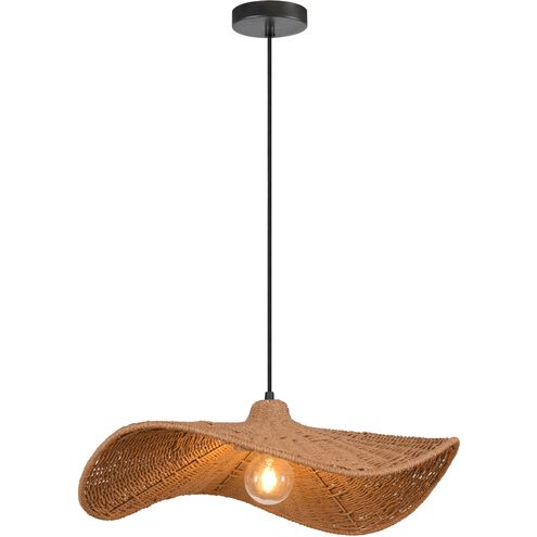 Selma 1 Light 24 inch Matte Black Single Drop Pendant Ceiling Light, Small