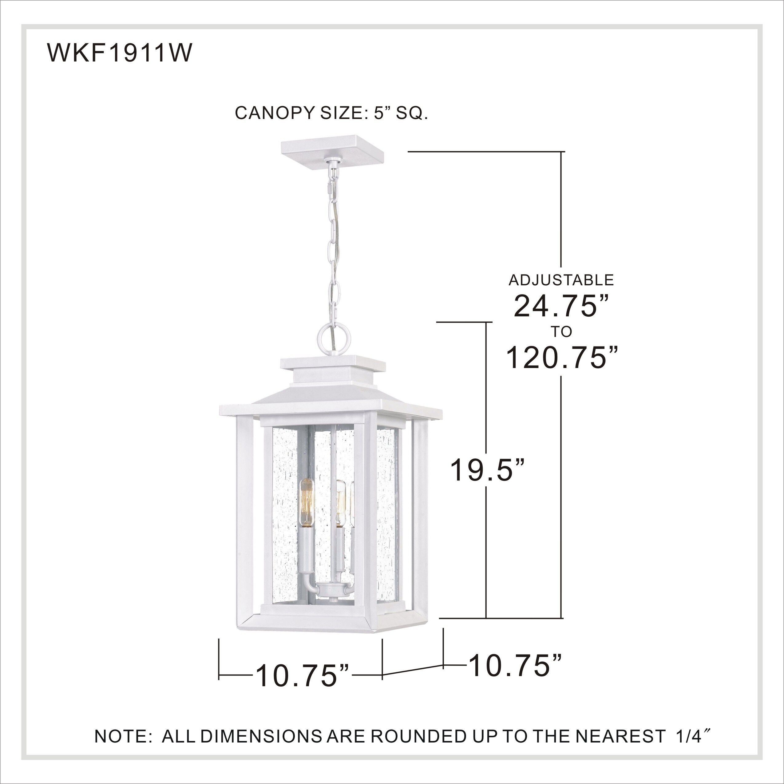 Wakefield 3 Light 11 inch White Lustre Outdoor Hanging Lantern