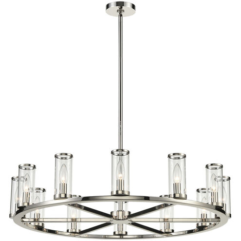 Revolve 12 Light 32.75 inch Clear Glass and Polished Nickel Chandelier Ceiling Light