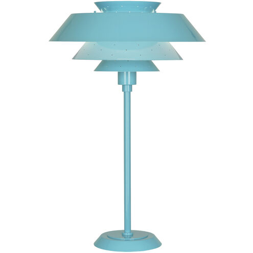 Pierce 26.5 inch 150.00 watt Egg Blue Gloss Finish Table Lamp Portable Light