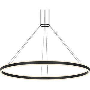 Double Corona LED 59 inch Satin Black Pendant Ceiling Light