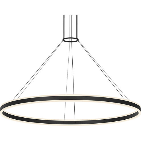 Double Corona LED 59 inch Satin Black Pendant Ceiling Light
