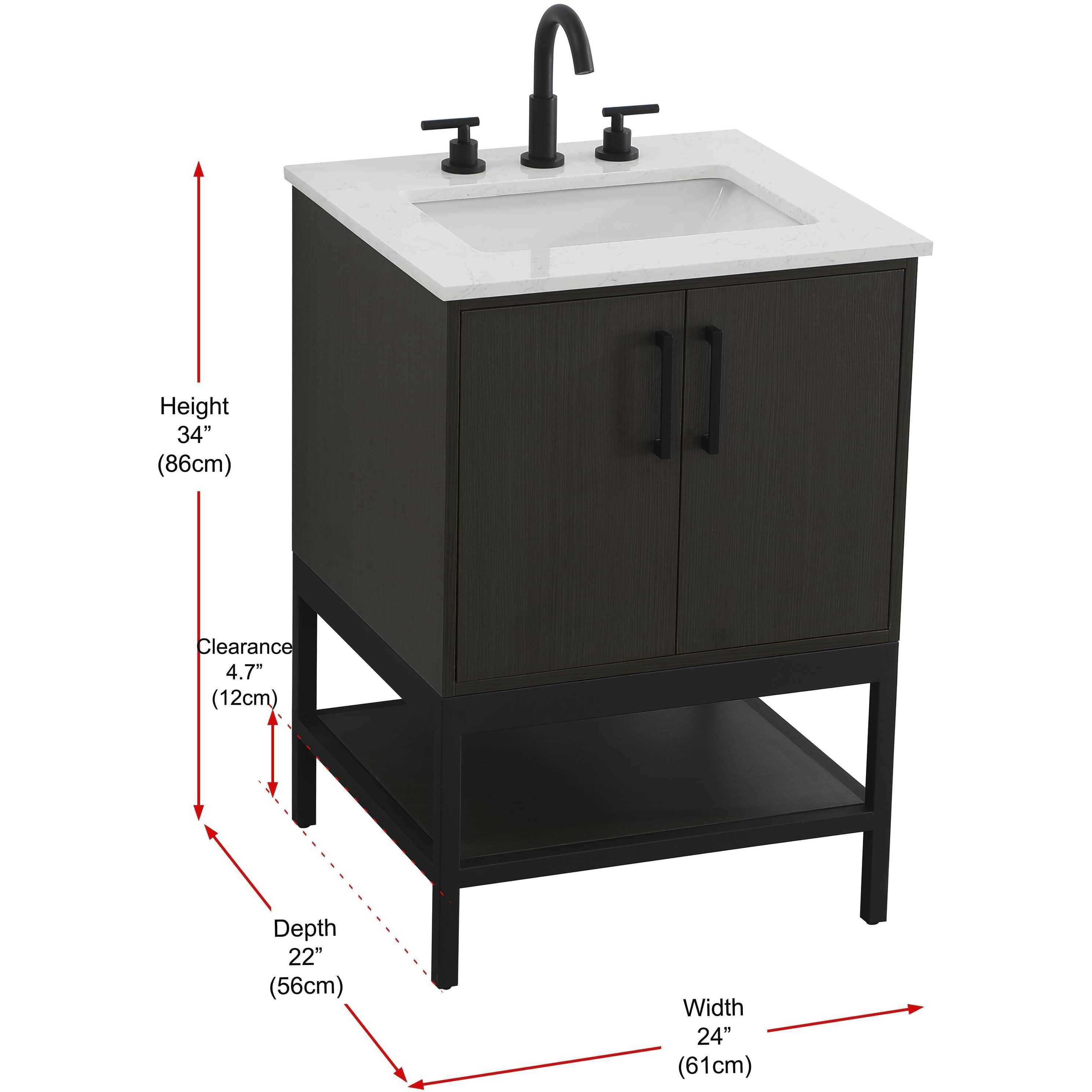 Lennox 24 X 34 inch Mocha Brown Bathroom Vanity Cabinet