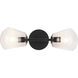 Alora Mood Willow 2 Light 16.75 inch Matte Black Wall/Vanity Light Wall Light in Clear Glass