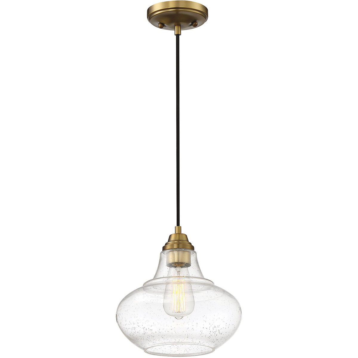 Industrial 1 Light 10 inch Natural Brass Mini-Pendant Ceiling Light