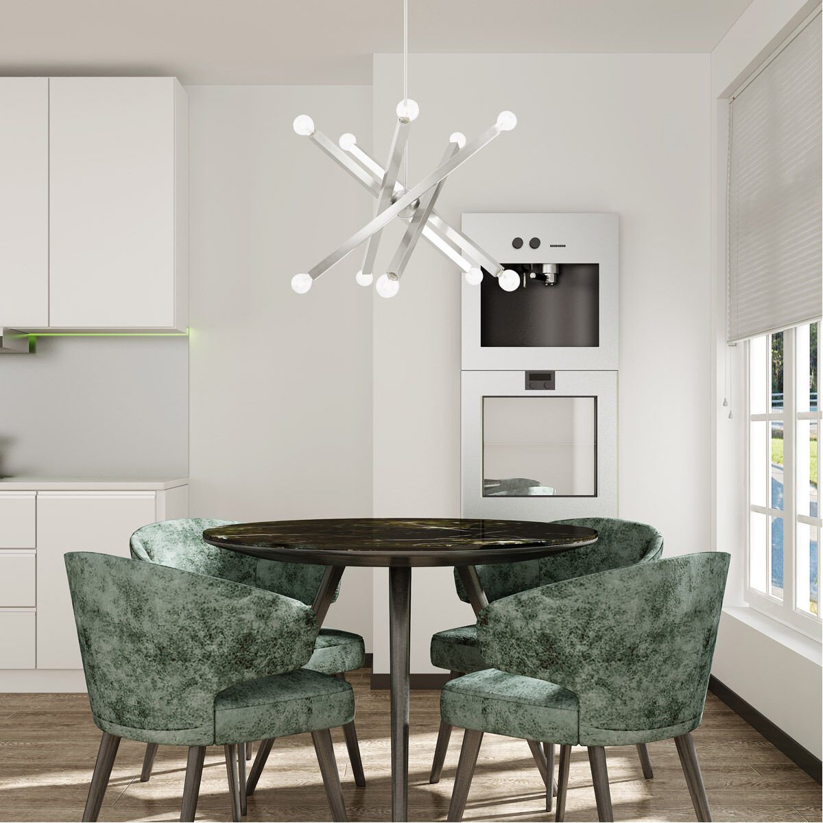 Solna 10 Light 34 inch Brushed Nickel Chandelier Ceiling Light