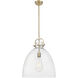 Newton Bell 1 Light 16 inch Champagne Bronze Pendant Ceiling Light in Clear Glass