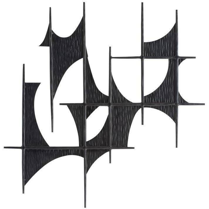 Freya Blackened Iron Wall Plaques, Set of 3
