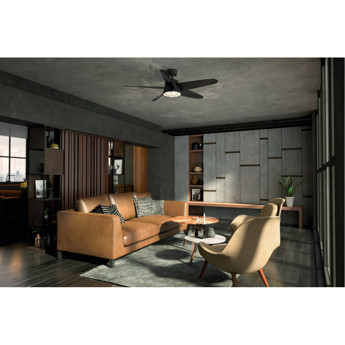 Daya 54 inch Satin Black Ceiling Fan