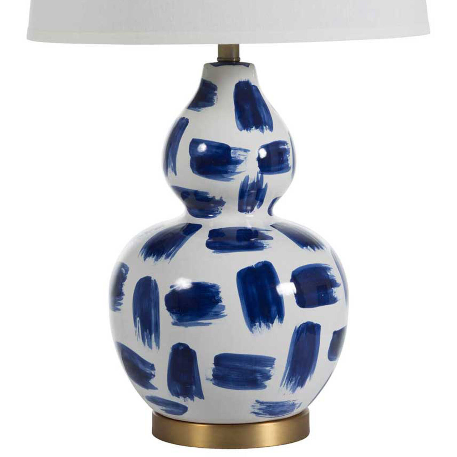 Luca 29 inch Blue & White Painted Ceramic / Antique Brass Table Lamp Portable Light