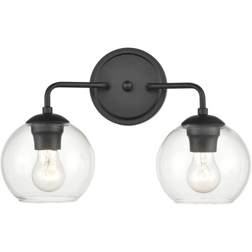 Solmer 2 Light 16 inch Matte Black Bathroom Vanity Light Wall Light